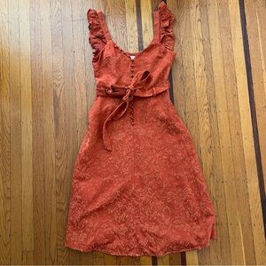 Endless Rose burnt orange dress textured NWOT fits like 6 M Anthropologie